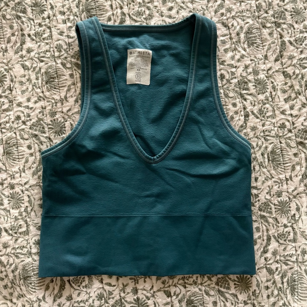 Teal Athleta Cropped Tank